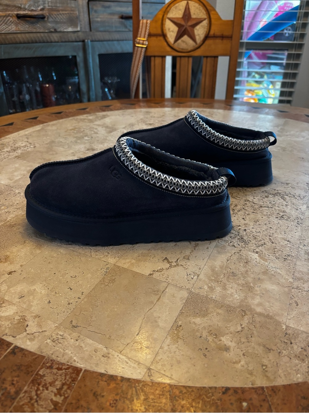 UGG Tasman Platform Slippers Navy Blue Size 8 EU 39